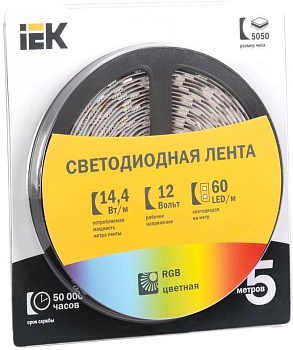 Светодиодная лента "ИЭК" LSR-5050RGB  14,4Вт/12В IP20 мульти