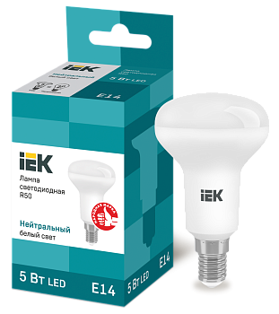 Лампа светодиодная ECO R50 5Вт 4000К бел. E14 450лм 230-240В IEK LLE-R50-5-230-40-E14