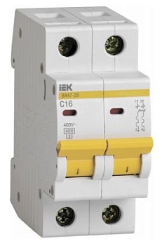 Выключатель автоматический модульный 2п С 16А 4.5kA ВА47-29 ИЭК MVA20-2-016-C