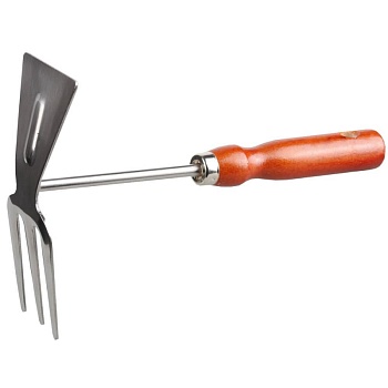 Мотыжка "FEONA" прямое лезвие, 3 зубца с деревянной ручкой, 320мм (126-0320)