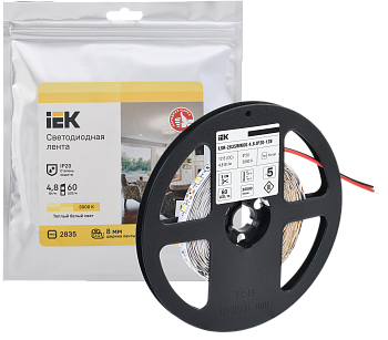 Светодиодная лента "ИЭК" LSR-2835WW/60 4.8Вт/12В IP20 теплый белый (LSR1-1-060-20-3-05)