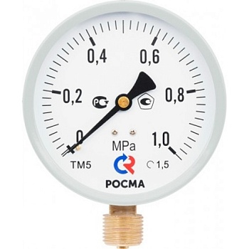 Манометр ТМ-510Р Ду 100 с нижним подключением 1/2",0-10 бар(ТМ-510Р)