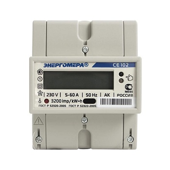 Электросчетчик   однофазный   "Энергомера"  CE 102 R5  (5-60А) 220В мн.т